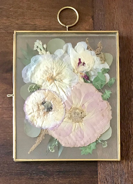 Pressed flower art in frame
