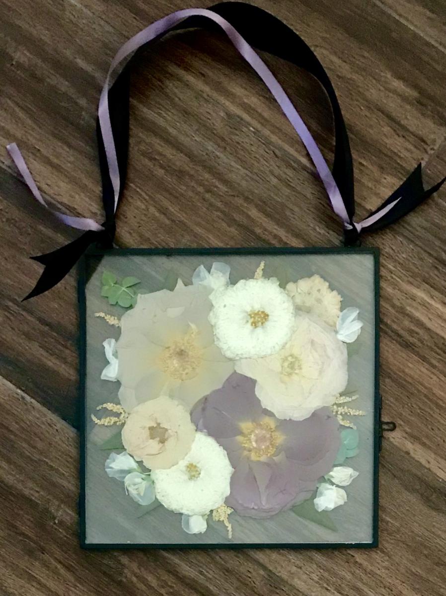 Pressed wedding bouquet art