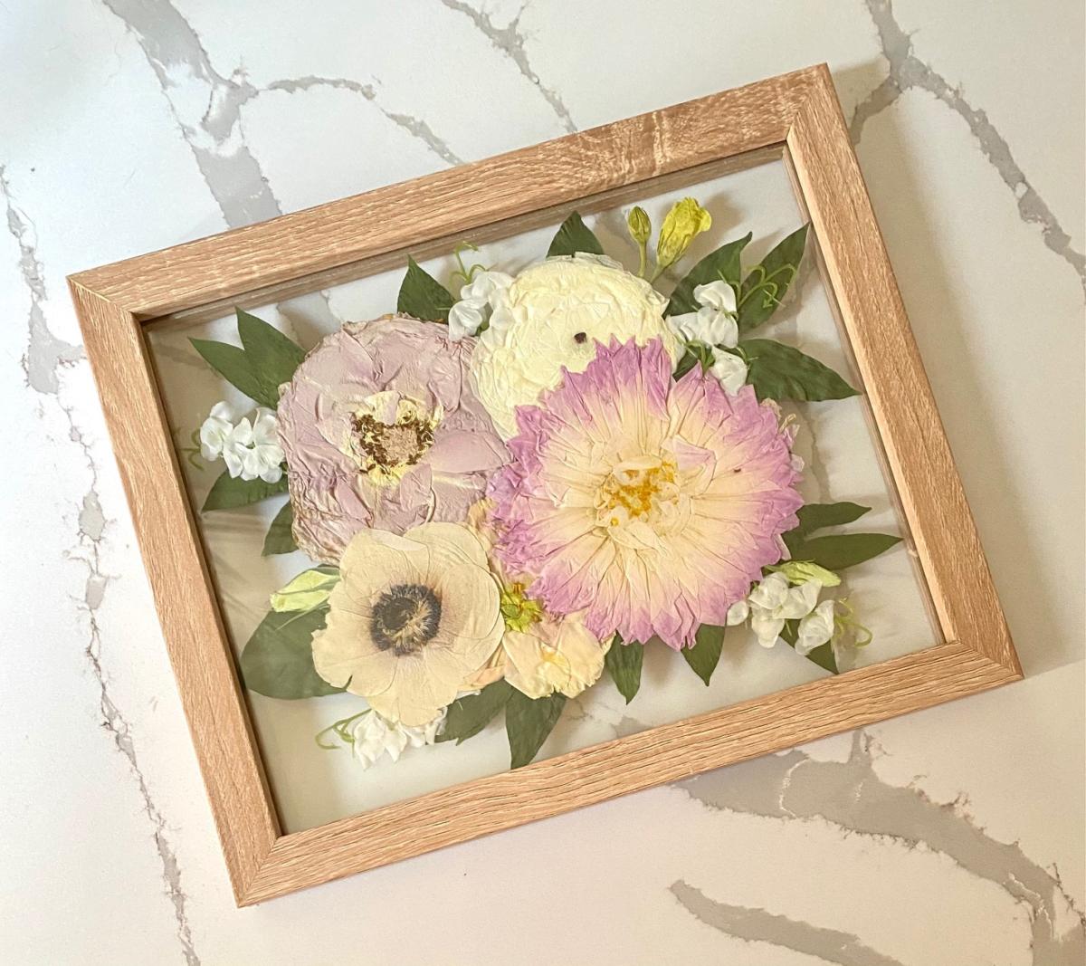 Pressed flower arrangement